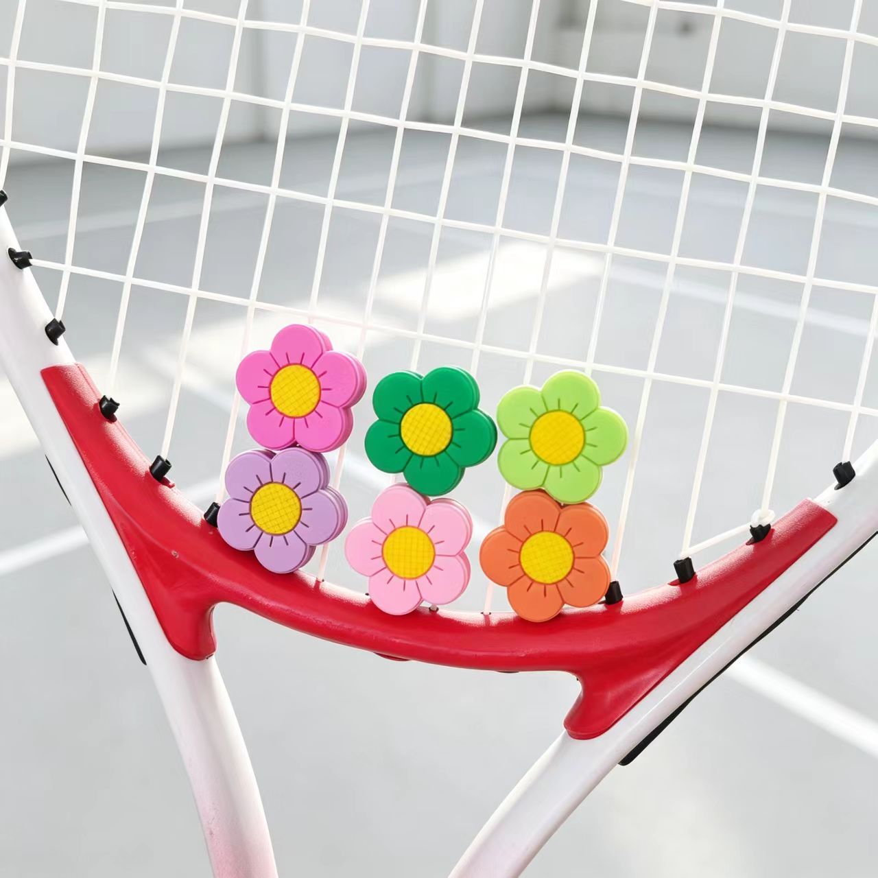 Racket Vibration Dampener - Çiçekli Tenis Titreşim Sönümleyici, Sevimli Silikon